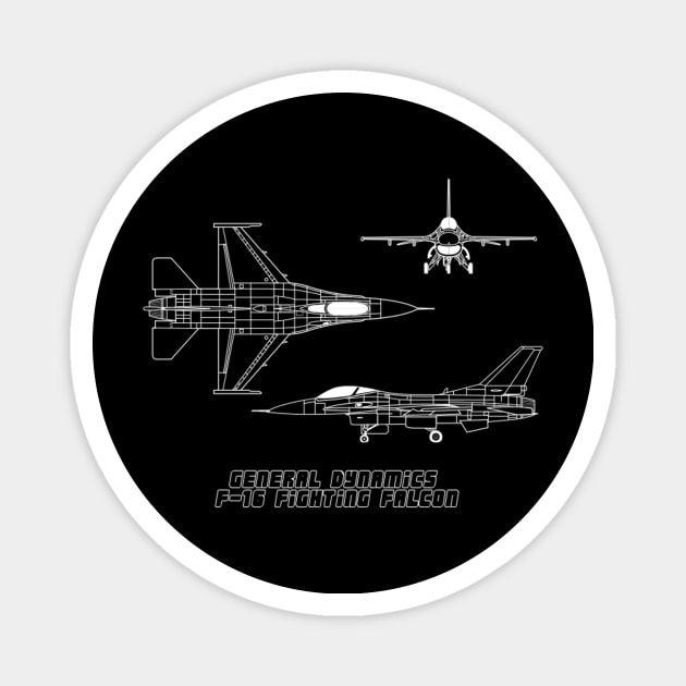 General Dynamics F-16 Fighting Falcon (white) Magnet by Big Term Designs